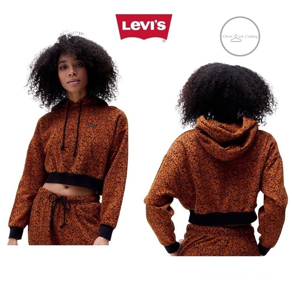 LEVI'S Laundry Day Crop Hoodie in Leopard Print Size XL